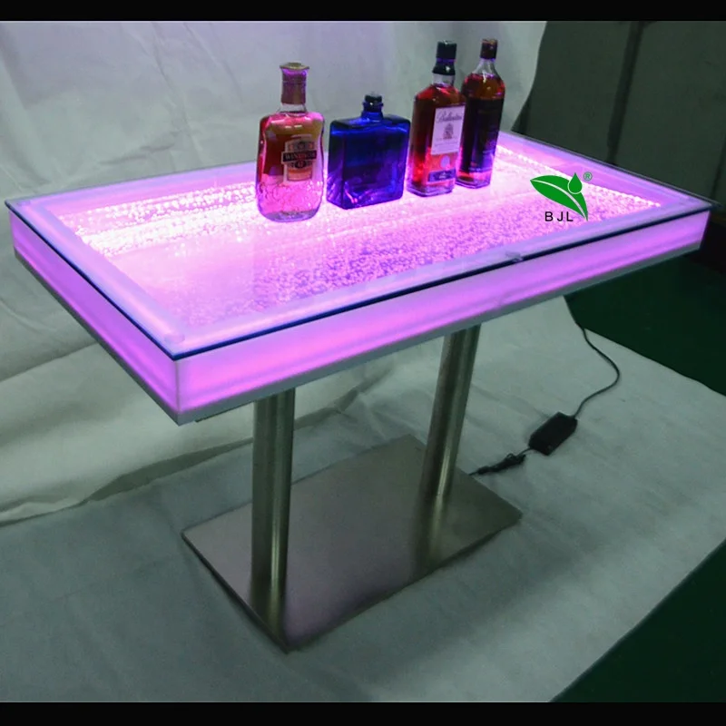 

Custom, night club led bar furniture glowing aquarium water bubble tabletop bar table