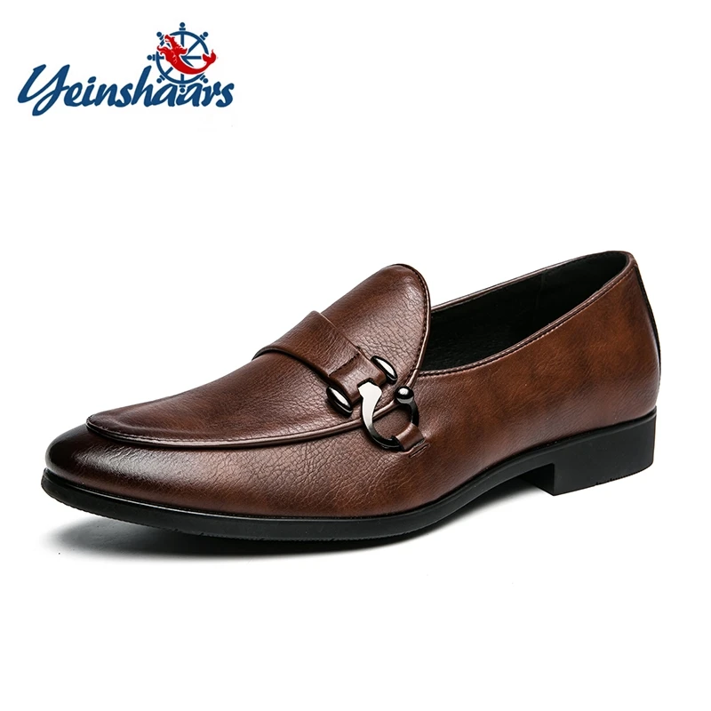 цена Men Dress Shoes Leather Mens Loafers Wedding Party Formal Shoes Monk Strap Casual Fashion Slip on Shoes Men Moccasins Flats