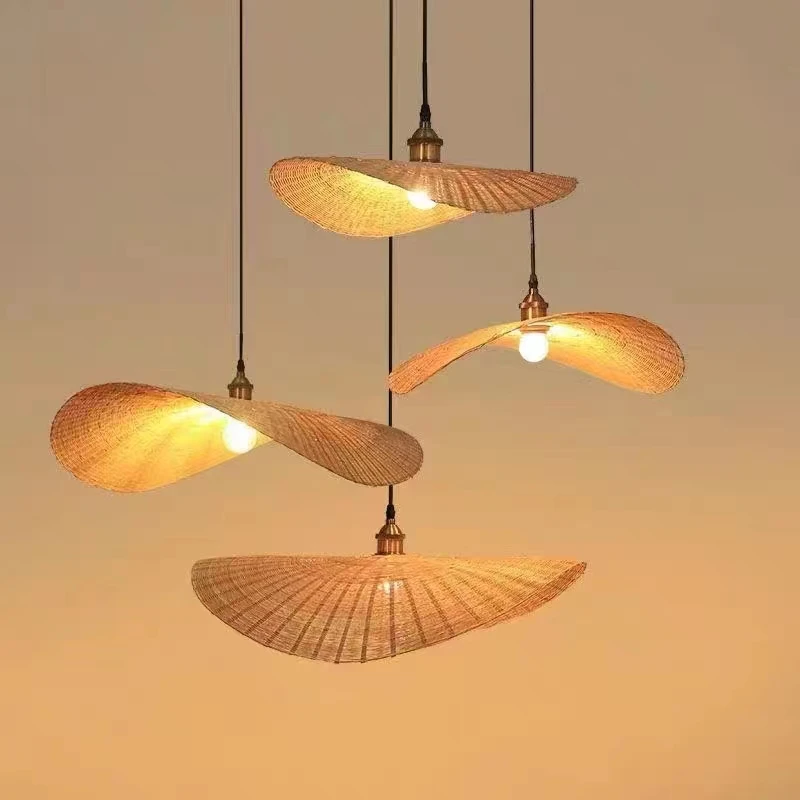 

New Chinese style bamboo chandelier retro personalized hat lamp farm restaurant teahouse home creative art decorative lamp