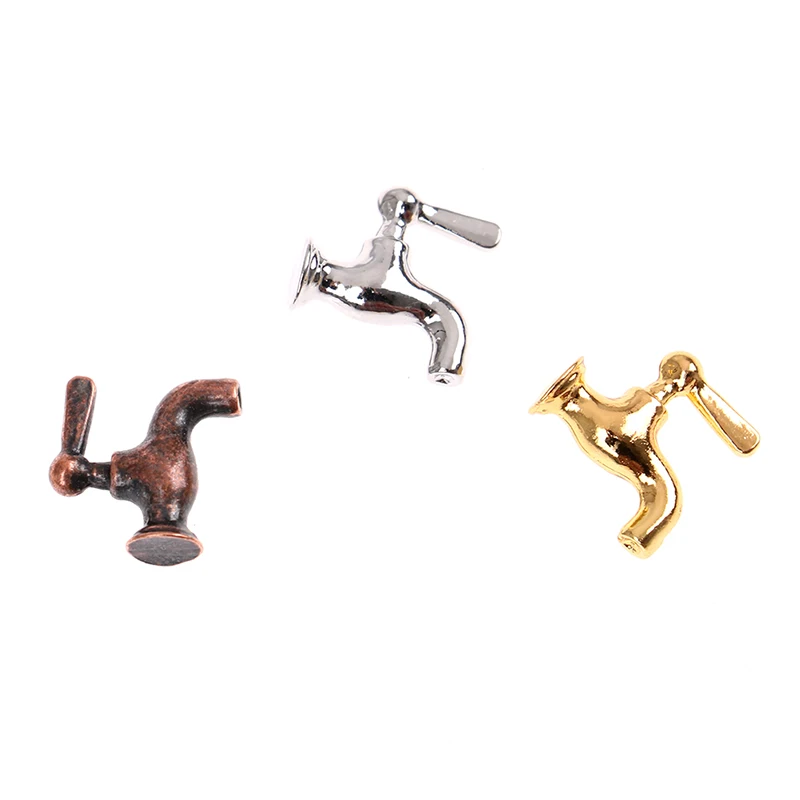 1/2/4/12PCS 1:12 Miniature Metal/Plastics Water Tap Faucet Dollhouse Kitchen Bathroom Accessories Dollhouse Miniature Faucet Toy 5