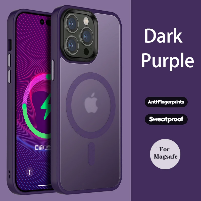Matte Armor Silicone Magnetic Translucent Case with Wireless Charging Compatibility