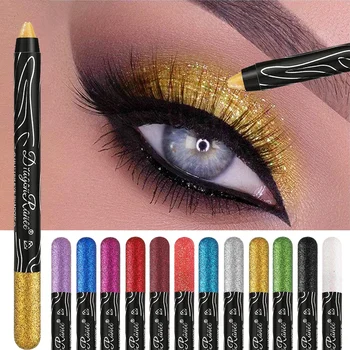 Heallor Metallic Golden Eyeshadow Pencil Glitter Silkworm Liner Pen Highlighter High Gloss Long Lasting Cream Eye Shadow Stick M