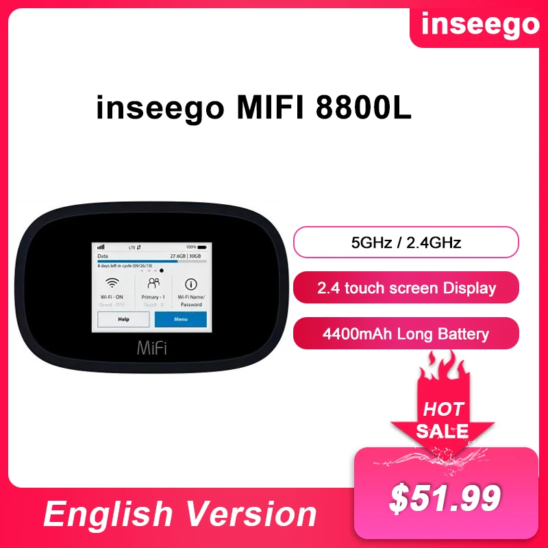 Unlocked Inseego MIFI 8800L 4G Sim WiFi Router 2.4"Color Touchscreen Display Pocket Hotspot CAT 18 LTE Wireless Repeater