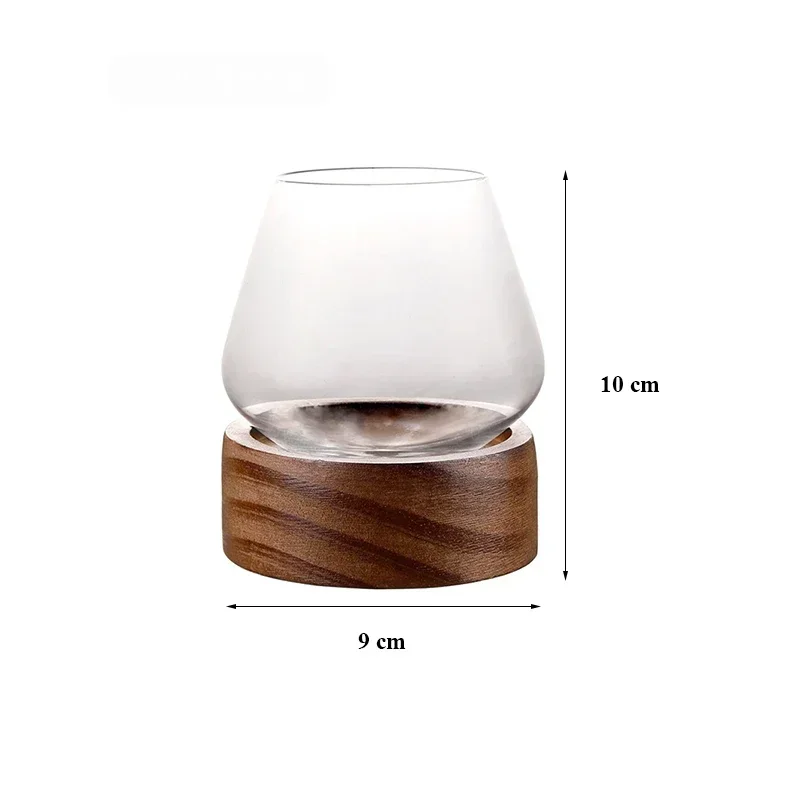 Whiskey Glass Wooden Holder Liquor Scotch Bourbon Home Drinkware Tumbler