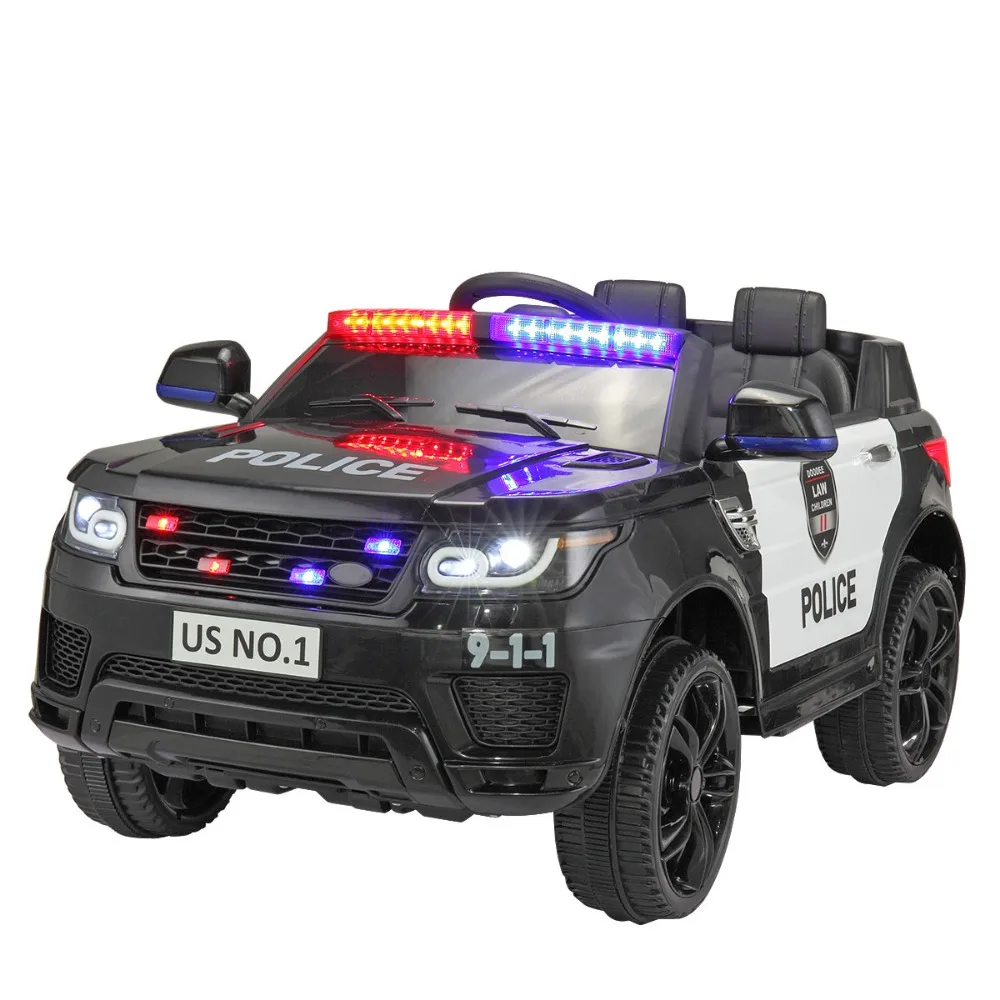 

Kid Ride on Police Car Parental Remote Control,Elec Truck with Siren,Flashing Light,Music, Spring Suspension,toy gift for kids
