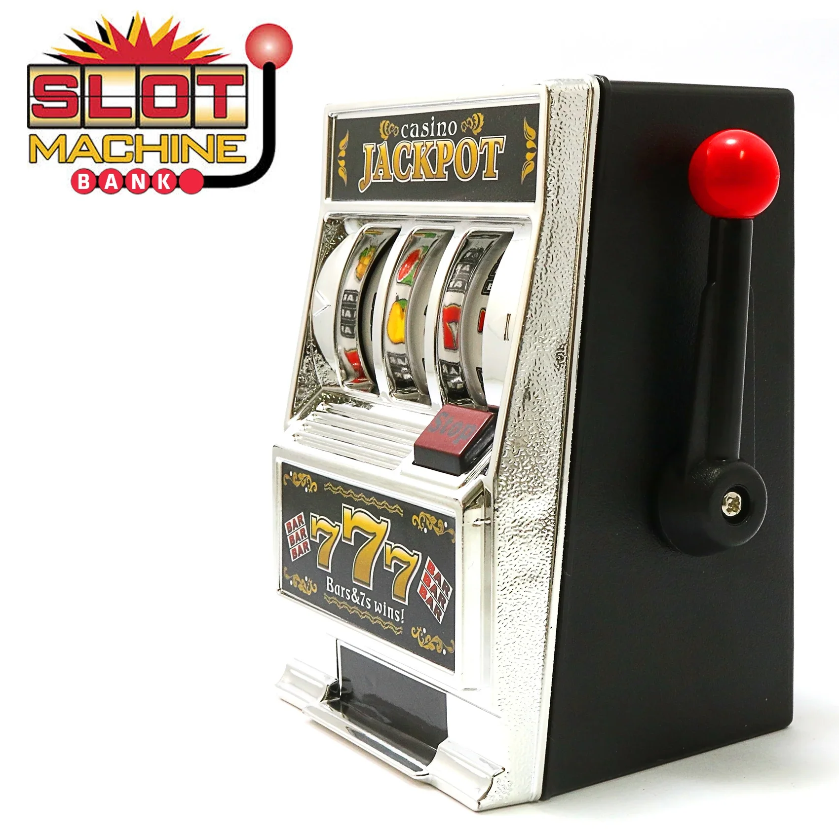 Las Vegas Style Tabletop Slot Machine, Mechanical Fruit Machine, Money Box, Coin Bank, Casino Jackpot Slot Machine, Piggy Model 5