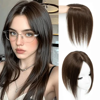'7x11'cm Hair Toppers Middle Part Women Human Hair Topper with Lace Base Clips in Hair Extensions Honey Blonde Human Hairpieces