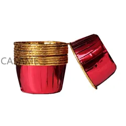 Gold Foil Silver Muffin and Cupcake Liner Set - 50-Pack Premium Cake Wrappers - Middle 4435mm (Foiled gold foil red)