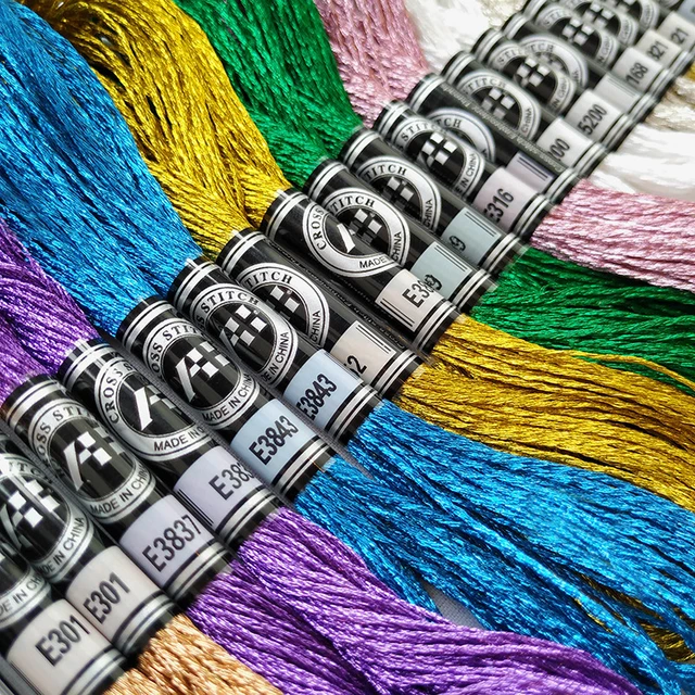 Multicolor Metallic Embroidery Thread Shiny Cross Stitch Floss