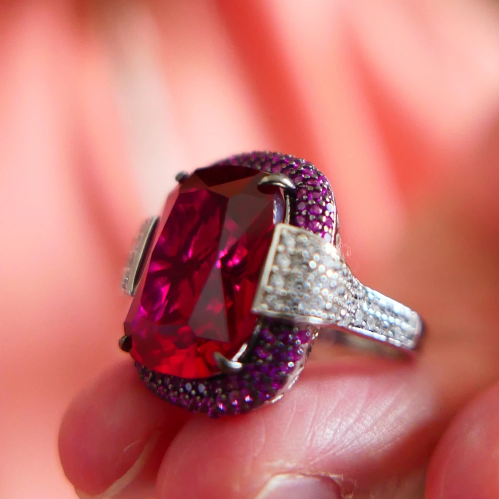 KQDANCE 925 Sterling Silver Cushion Cut 14Ct High Carbon