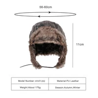 Winter Ushanka Hat Men Women's Pilot Aviator Bomber Trapper Hat Faux Fur Soft Leather Snow Cap with Ear Flaps Russian Hat 6