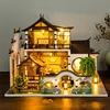 NEW DIY Wooden Doll Houses Japanese Ancient Casa Miniature Building Kits with Furniture Led Dollhouse for Adults Christmas Gifts 2