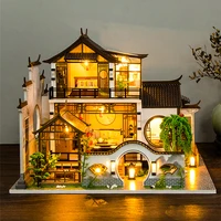 NEW DIY Wooden Doll Houses Japanese Ancient Casa Miniature Building Kits with Furniture Led Dollhouse for Adults Christmas Gifts 2