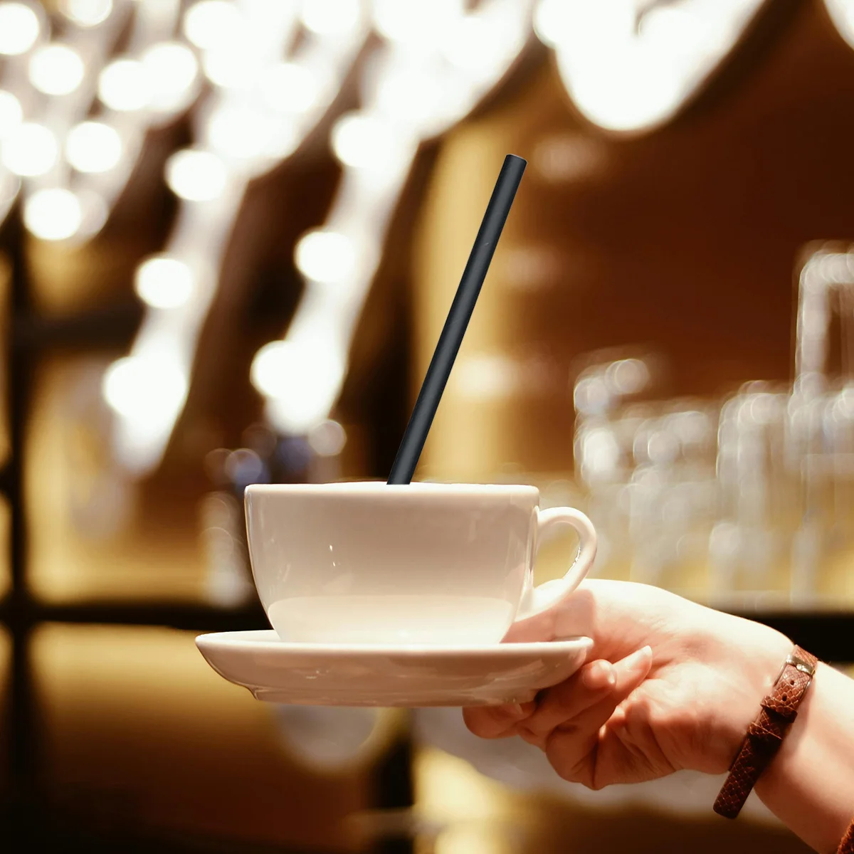 100PCS Paper Straws Biodegradable Black Paper Straws Be Used For Drinking/Decoration At Birthday/Anniversary/Wedding/Holiday