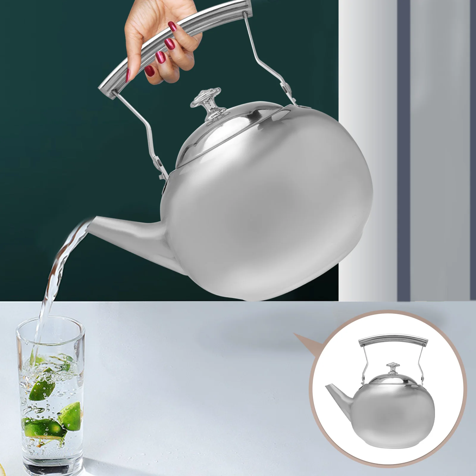 

Pot Water Boiling Kettle Thicken Strainer Outdoor Stainless Steel Tea Teakettle for Induction Cooker Household Make
