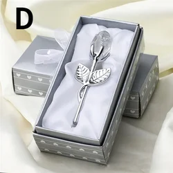 Elegant Crystal Glass Rose Flower Figurines - Multi - Colored Decorative Gift for Valentine's, Christmas, or Weddings (D)