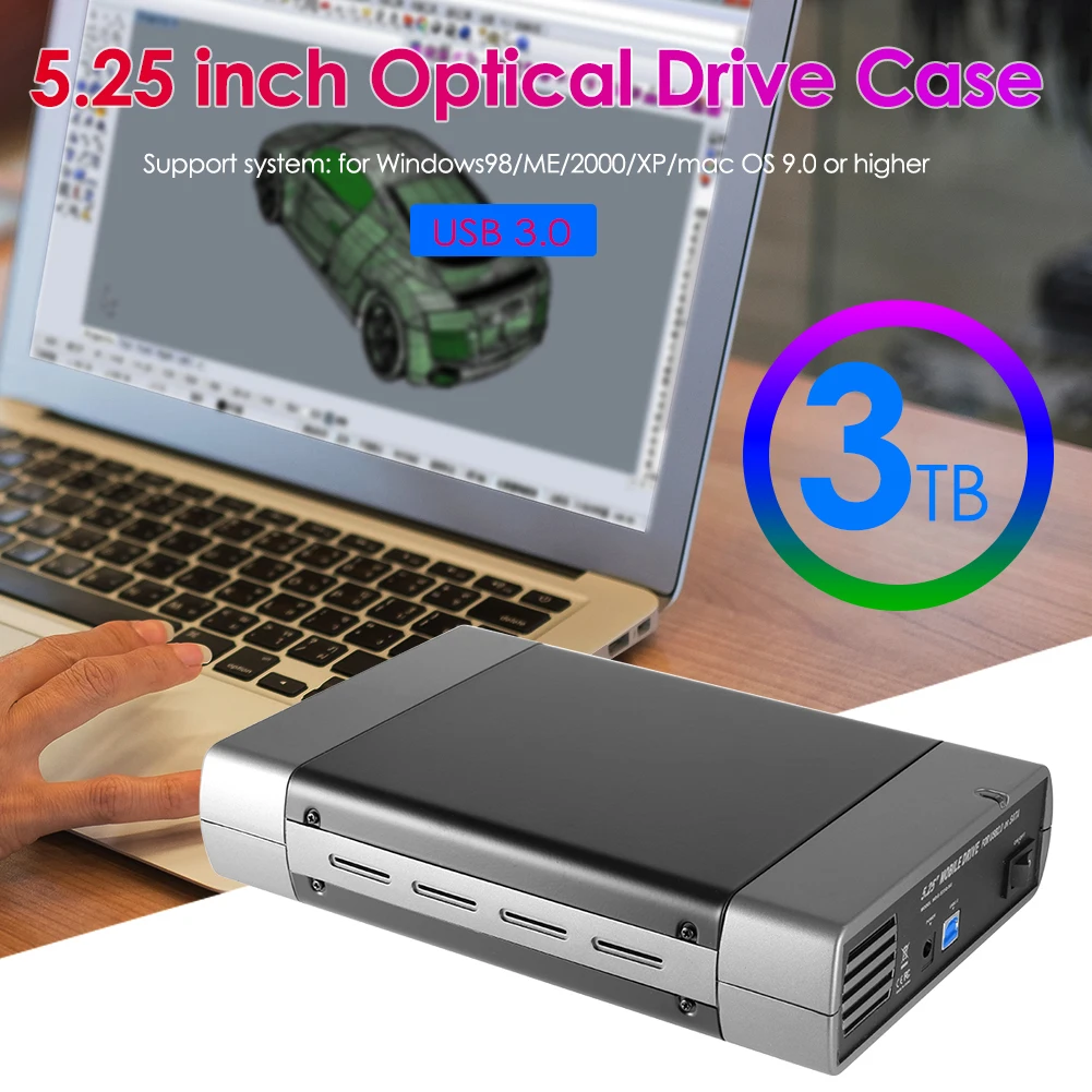 525InchOpticalDriveEnclosure480MbpsUSB3020ToSATAHDDSSD