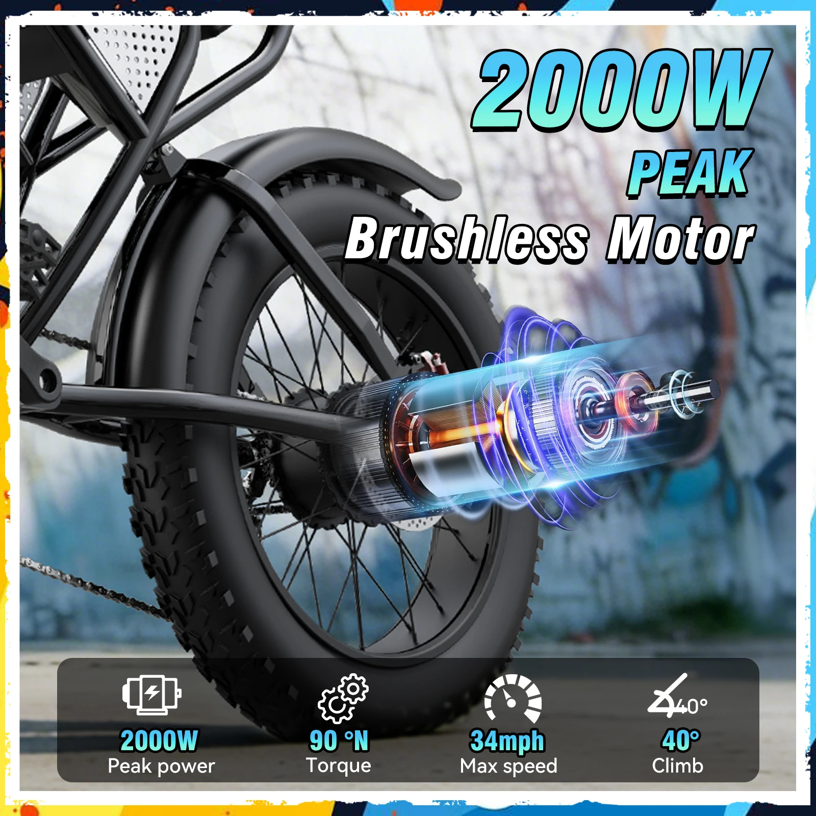 Ridstar Q30 Electric Bike for Adults 2000W 33MPH 48V 20AH 20x4 2