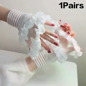 Attrezzatura fotografica per unghie Polso a rete corta Maniche finte Manicure Polsino falso decorativo Articolo in tulle Nail art Scatta foto di sfondo