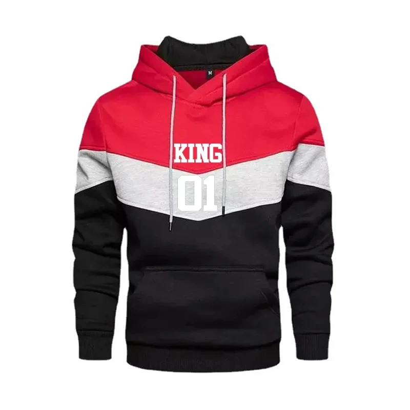 

2024 New Men's Patchwork Hooded Sweatshirt Casual Loose Hip Hop Streetwear Spring Autumn Loose Pullovers Hoodies Male Tops