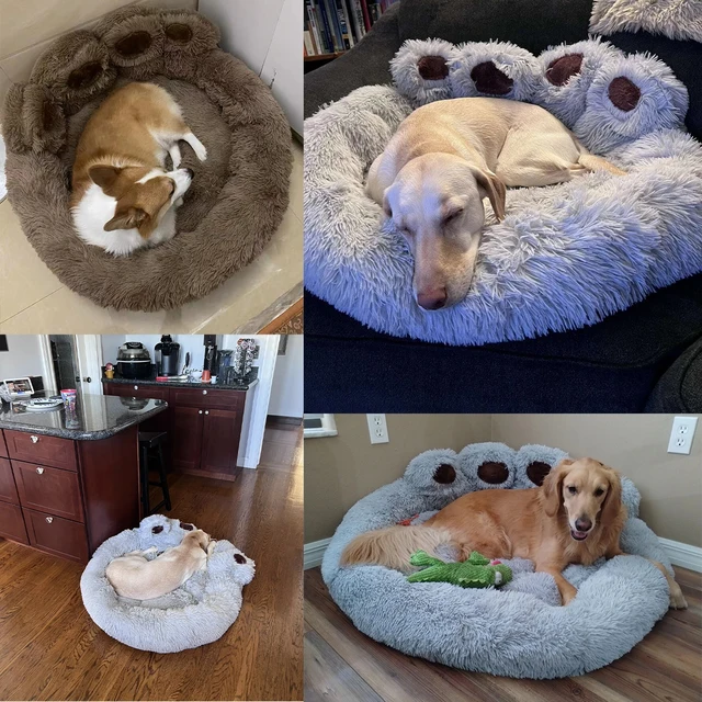 S407f3bbd5f114f59a8b3dba59df549c5U.jpg Fluffy Dog Bed Plush Kennel Accessories Pet Products Large Dogs Beds Bedding Sofa Basket Small Mat Cats Big Cushion Puppy Pets