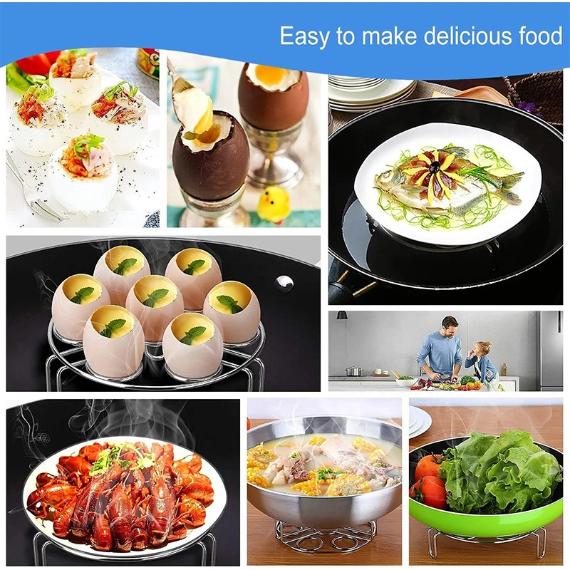 LMETJMA Egg Steamer Rack Trivet for Instant Pot Accessories Food Stainless Steamer Rack Steaming Holders for Eggs JT192 steamer rack steamer basket