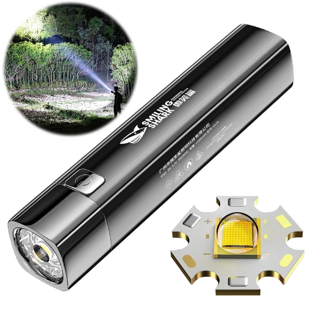 ABS LED Flashlight for Camping Hiking with USB Charging