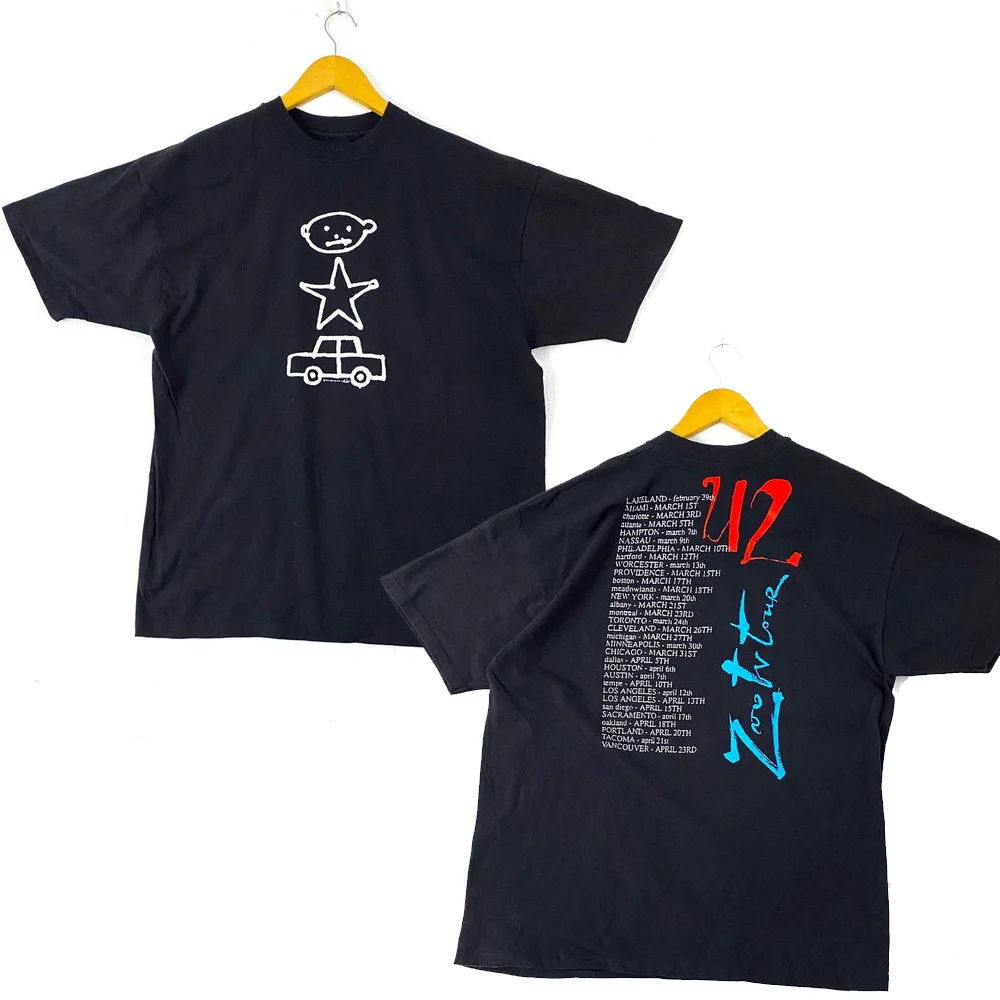 Vintage Anni '90 1991 U2 Zoo Tv Album Tour Single Rap Tees Hip Hop Rish Rock T Shirt