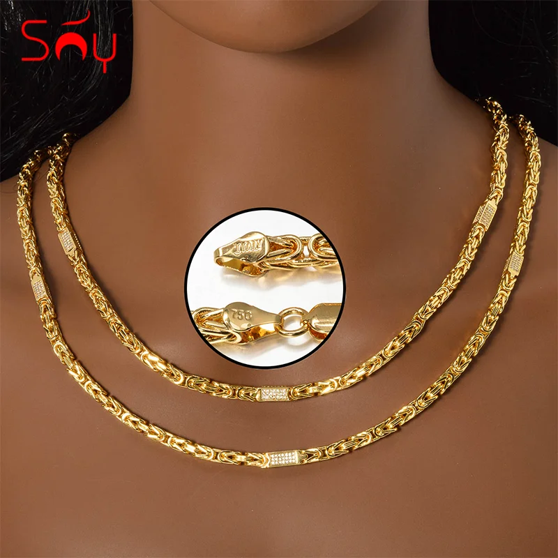 Retro Rectangle Zircon Necklace for Women Men Copper 18k