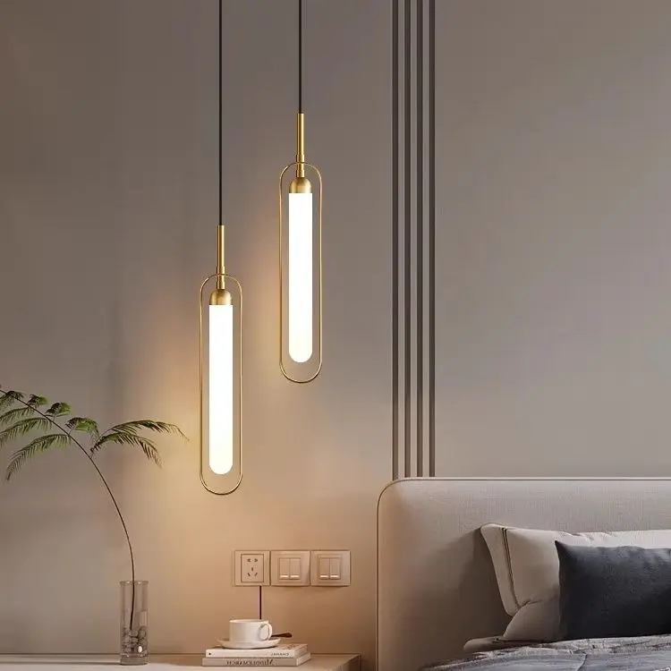 Description Picture 2 of itemModern Indoor Bedside Pendant Lamp Simple Living Room Chandelier Dining Room Bedroom Led Lights Black Spotlight Lighting