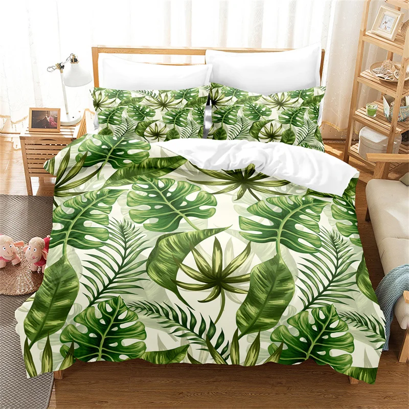 

Green Leaves Duvet Cover Set Bedding Exquisite Duvet Cover Girl 3d Fashion Design Quilt Cover Queen Duvet Cover Bedding Sets