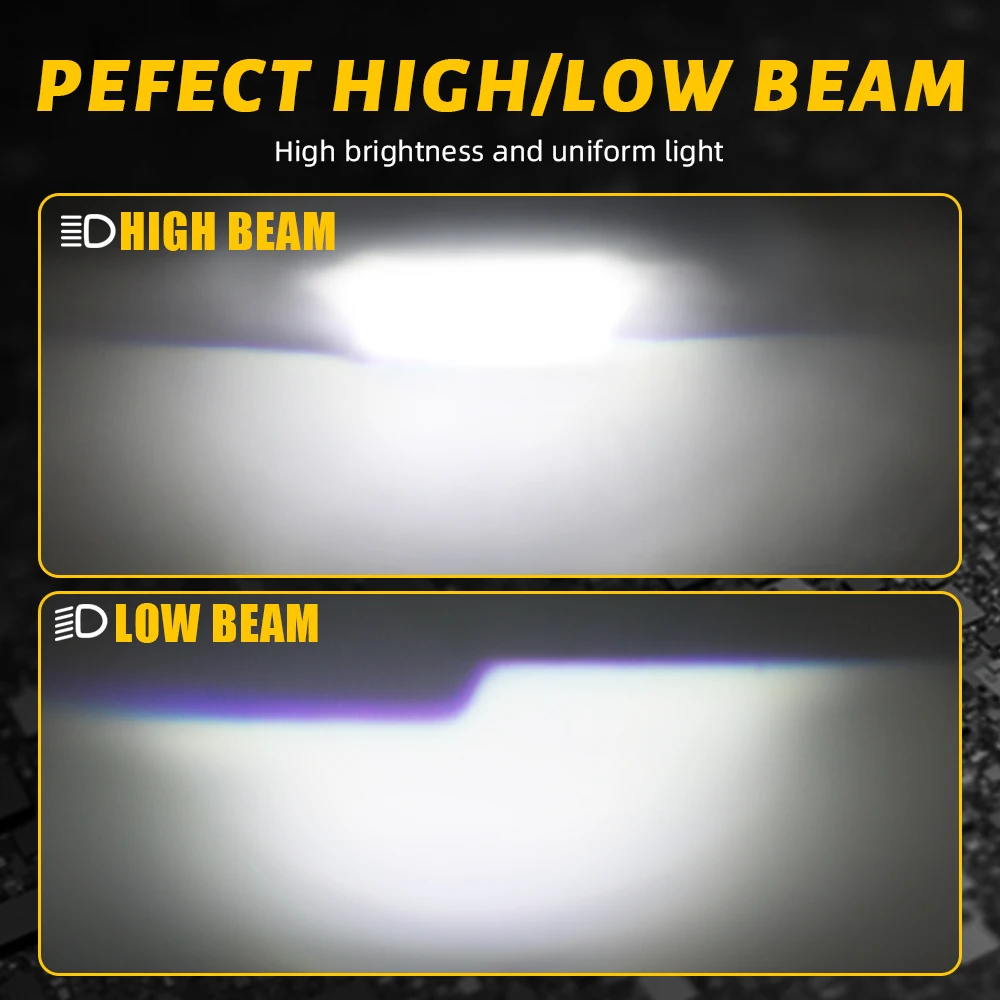 Braveway Car Light Mini Projetor Led 40000lm H4 Led Lens Mini Projector Auto 6000k High Low Beam for Car Offroad SUV 12V IP68