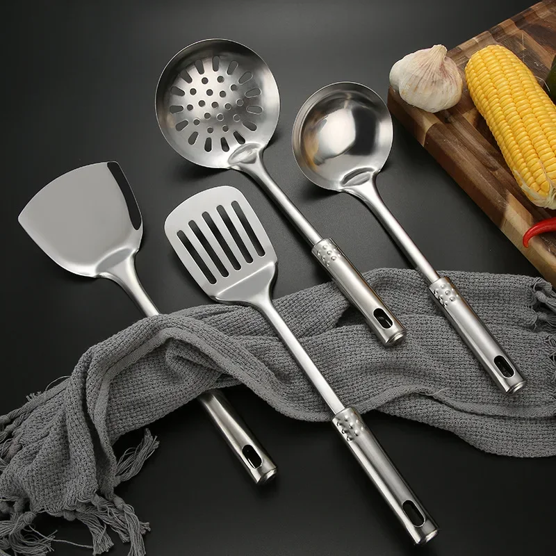 Kitchen Utensils Stainless Steel Cooking Spatula Shovel Colander Pots Set Rice Soup Spoons Cookware Accessories