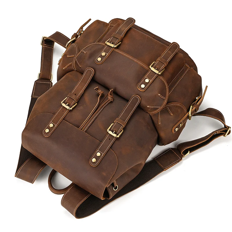 Leather Backpack Travel Pioneer™ - Dark Brown