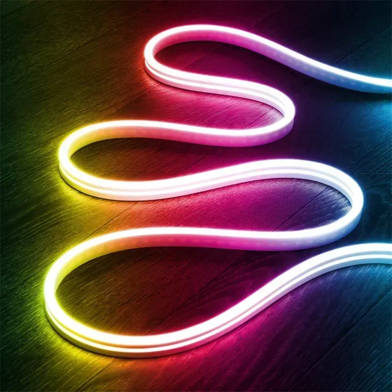 TUYA Neon LED Strip Lights 12-24V 84LEDs/M WIFI Neon Rope Light with Music Sync RGBIC Dreamcolor Chasing Strip Tape for Room