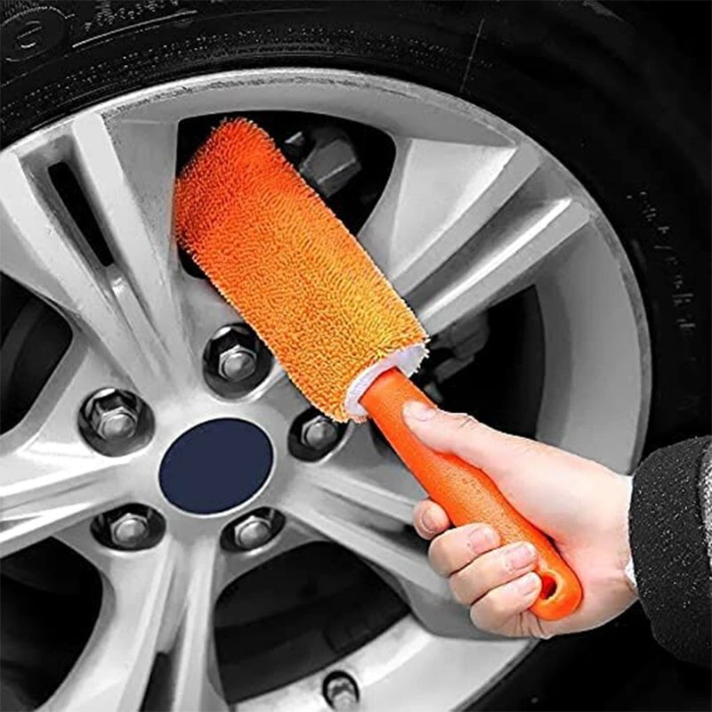 

Car Wash Brush Microfiber Tire Scrubber Wheel Rim Brush Portable Long Handle Trunk Motorcycle Dust Remover Detailing Clean Tool