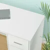 White L Shaped Desk with Drawers Shelves, Large Home Office Corner Computer Desk with Storage File Cabinet, Modern Metal Wood D 6