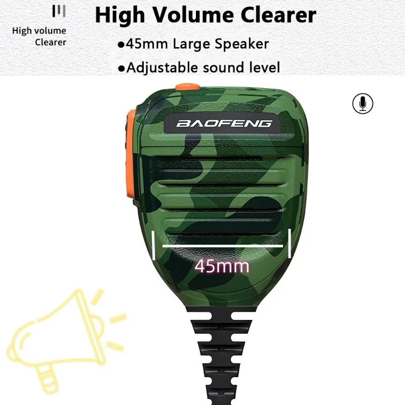 PTT Microphone Waterproof Camo Walkie Talkie Speaker Radio Mic 2-Pin Kenwood Typ