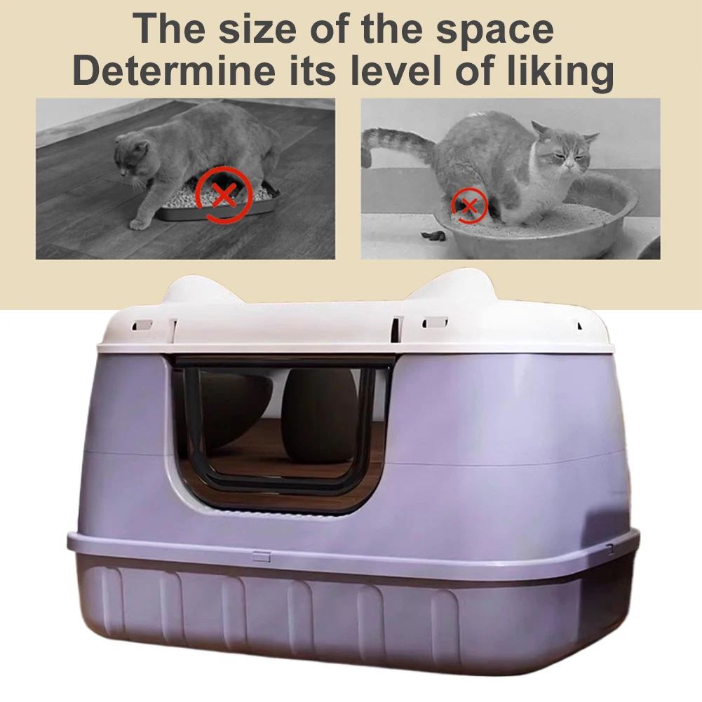 Large Cat Litter Box Enclosed Cat Bedpans Anti Splashing Cat Litter Pan with Handle Litter Tray for Larger Cat Breeds 5
