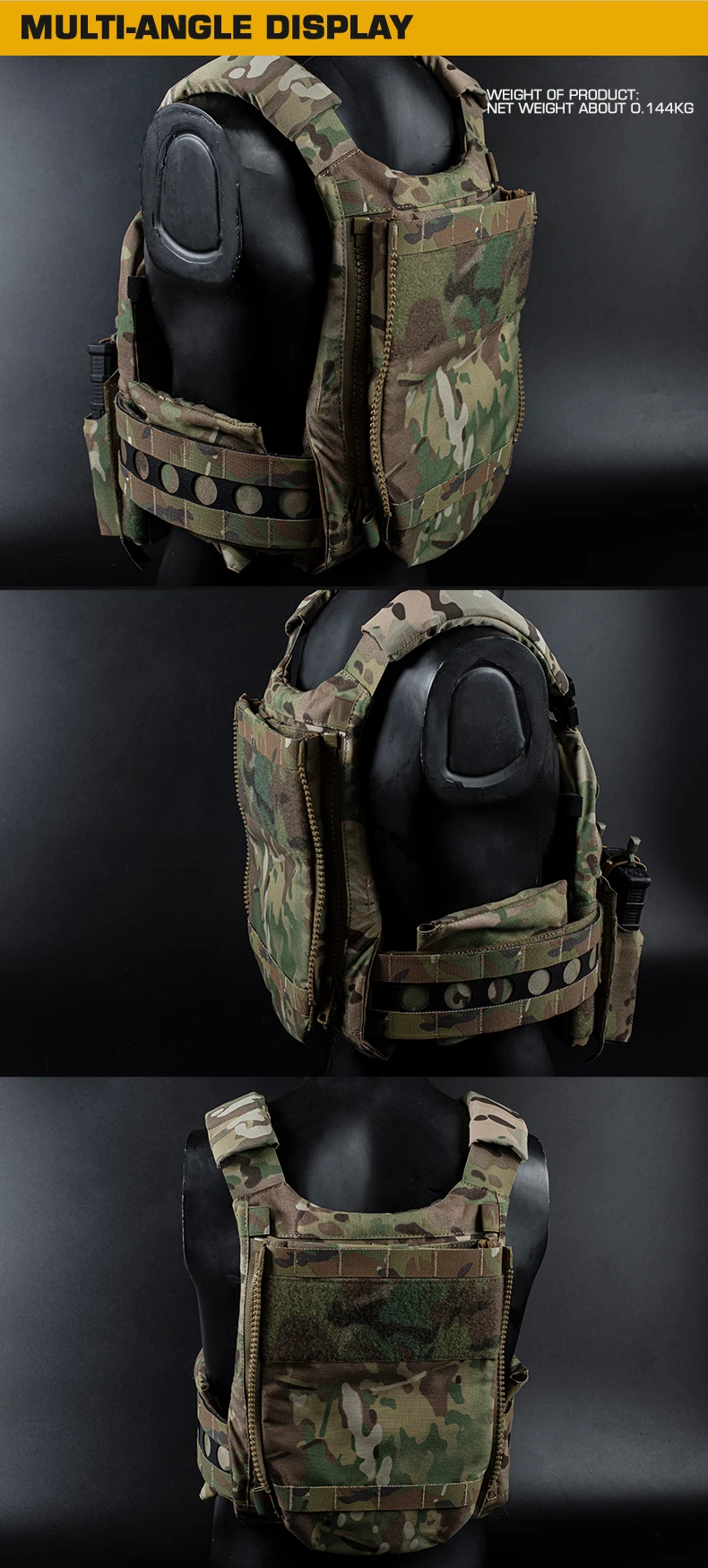 Tactical V5 FCPC Back Panel Water Bag with Side Zipper Airsoft Plate Carrier MOLLE Adapter Hunting Airsoft Gear