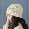 Popular  Beautiful Women Summer  Cotton Crochet Slouchy Beanie Hat Handmade Knit Cutout Summer Floral Skull Cap 4
