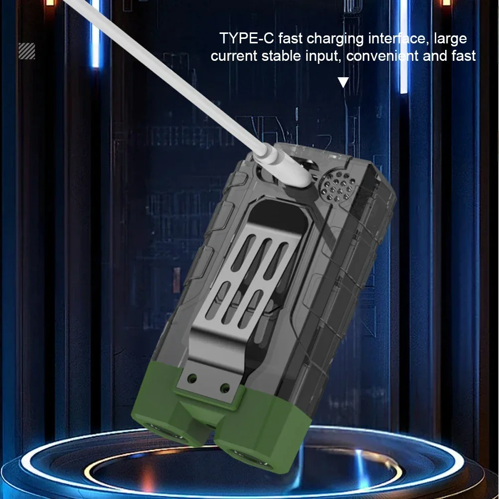 Type-C Charging Multi-Functional Keychain Light with Back Clip Outdoor Camping Fishing Double Light Source Cap Clip Flashlight