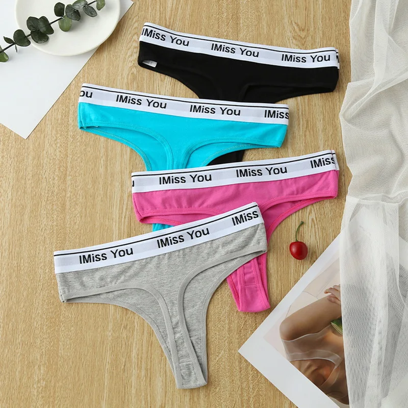 lace underwear Women's Cotton G-string Sexy lingerie Strap Panties Letter Waisted underwear women Thongs Femme Hollow Out Briefs трусы женские seamless underwear