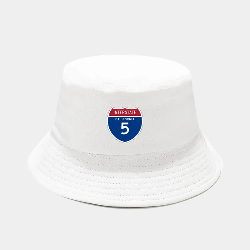 

Summer Classic Interstate 5 Double Side Wear Bucket Hat Woman Man Printed Fisherman Cap Unisex Casual Panama Hat Teen Visor Hat