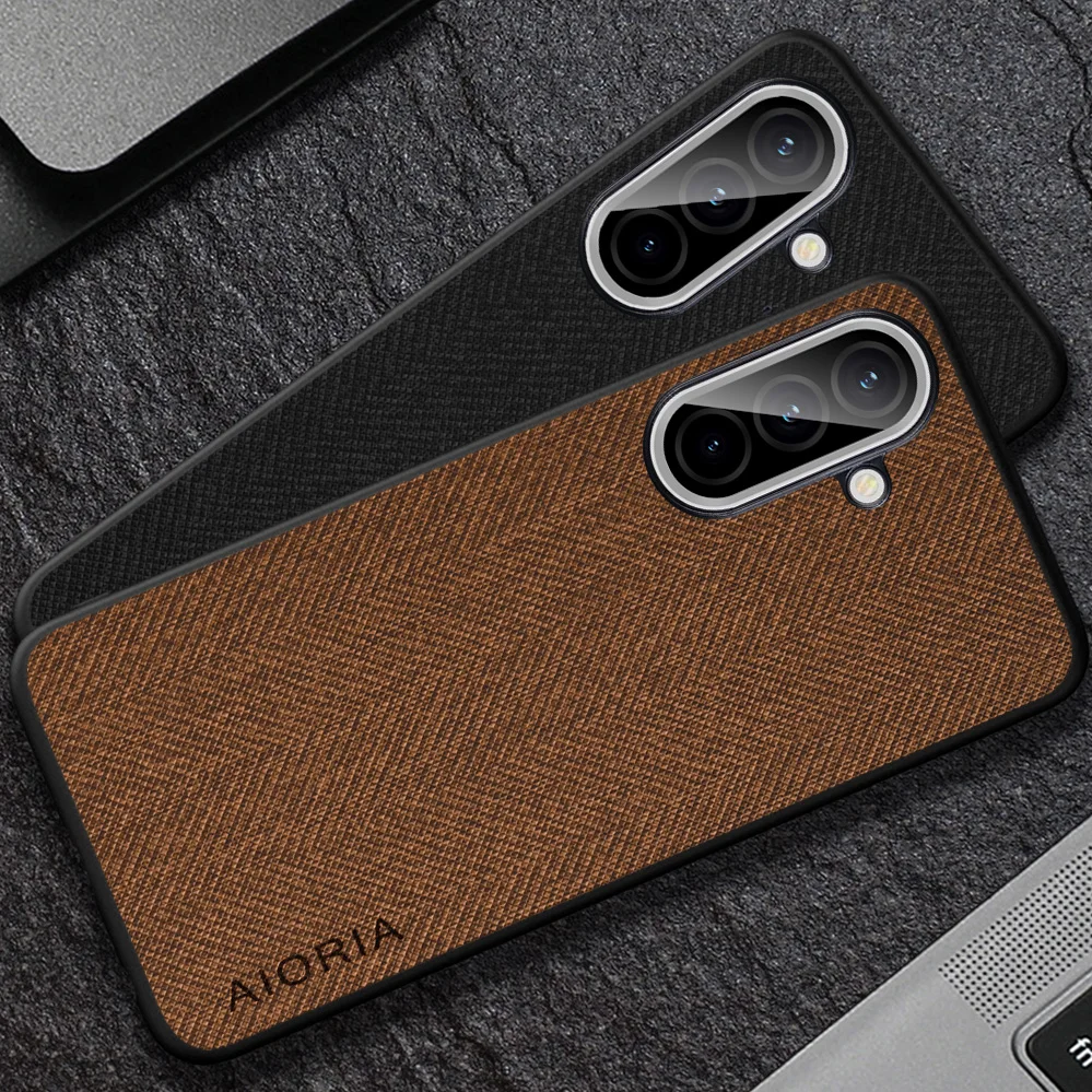 Luxury Textile Leather Phone Case Cover in Black
