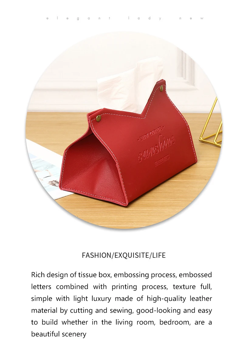 Pu Leder Tissue Box V-förmigen Öffnung Rolle Papier Wc Papier Auto Wohnzimmer Hotels Schlafzimmer Studie Serviette Lagerung für Zuhause – Detail 3