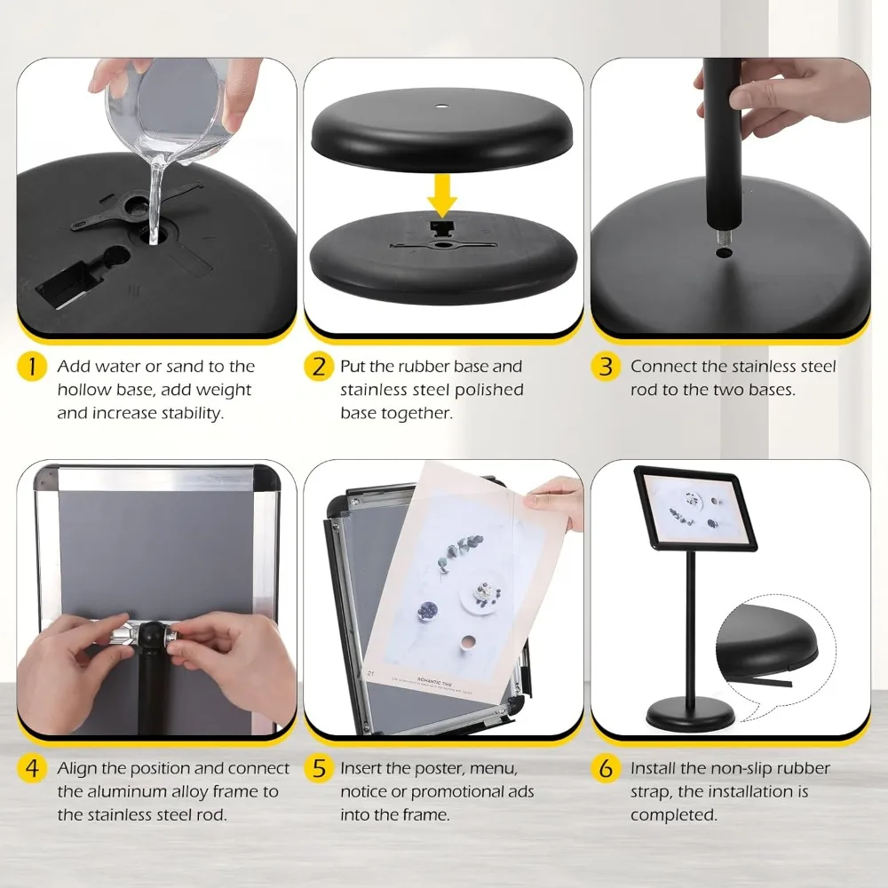 dyna-living sign stands for display 8.5 x 11 inch, 8 packs adjustable sign holder stands, pedestal sign holder with heavy duty b