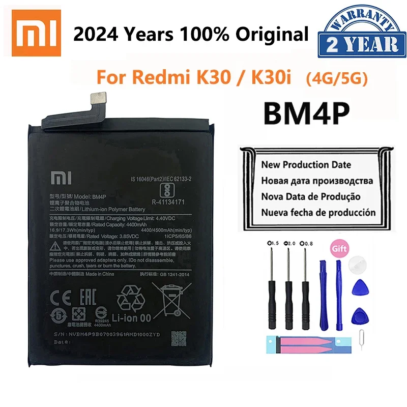 

100% оригинальный высококачественный аккумулятор XIAO MI BM4P 4500 мАч для телефона Xiaomi Redmi K30 K30i 4G 5G K 30, сменные батареи