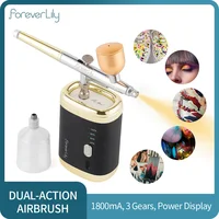 1800mAh Dual-action Mini Air Compressor Kit 0.3mm Nail Airbrush for Nails Cake Makeup Paint Air Spray Gun Oxygen Injector 1