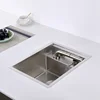 Brushed Kitchen Sink Hidden Single Bowl Small Size Stainless Steel Sink Concealed Lifting Tap Kitchen Sink 3